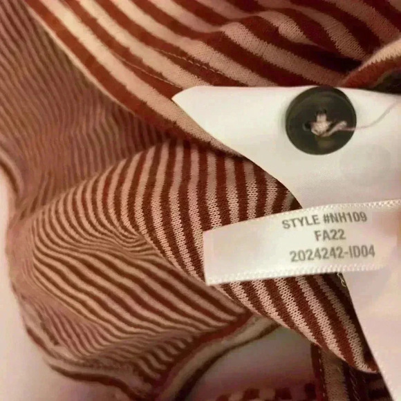 MADEWELL DUSTY REDWOOD LONG SLEEVE DOUBLE-FACED STRIPED HENLEY TEE TOP Size XS - Picture 6 of 10